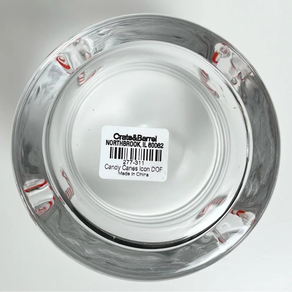 NEW Crate & Barrel Christmas Icon DOF Glasses Set of 4 Double Old Fashioned